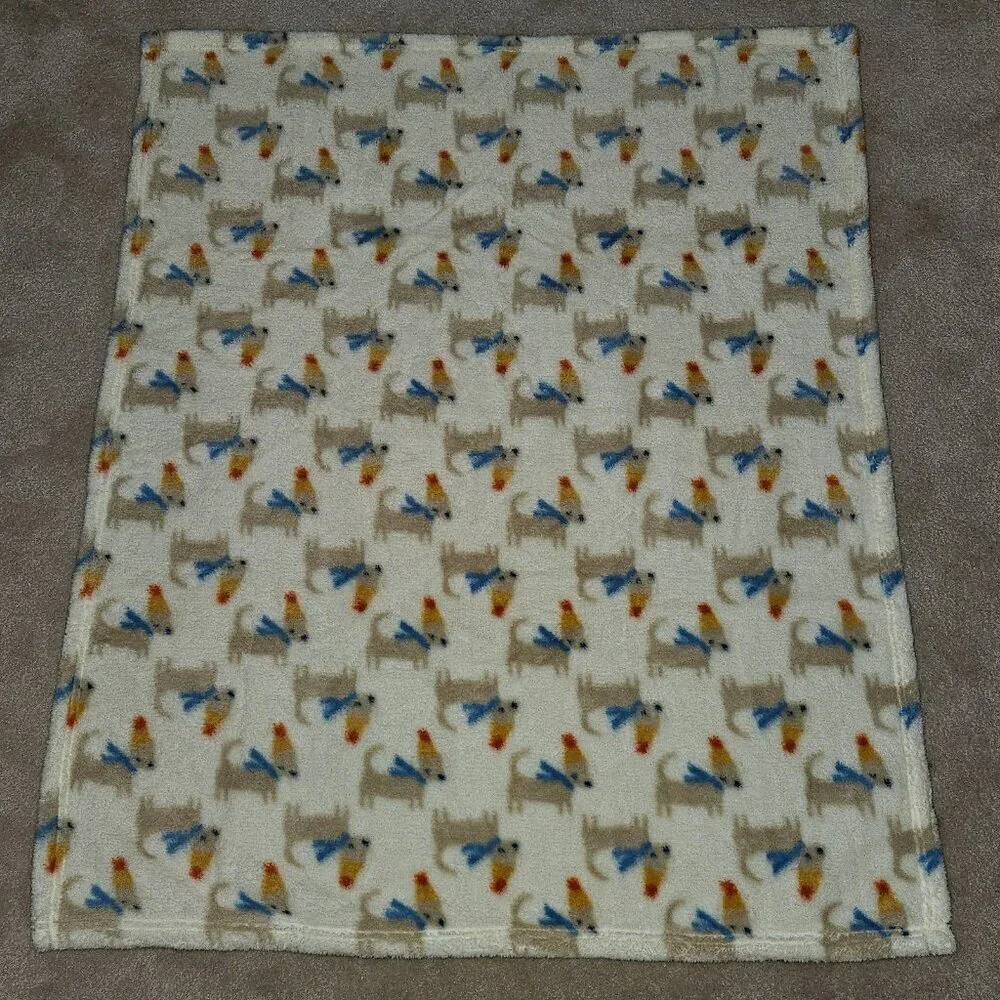 Sandy & Simon Fleece Baby Blanket 30x36 Brown Puppy Dog Wearing Blue Scarves